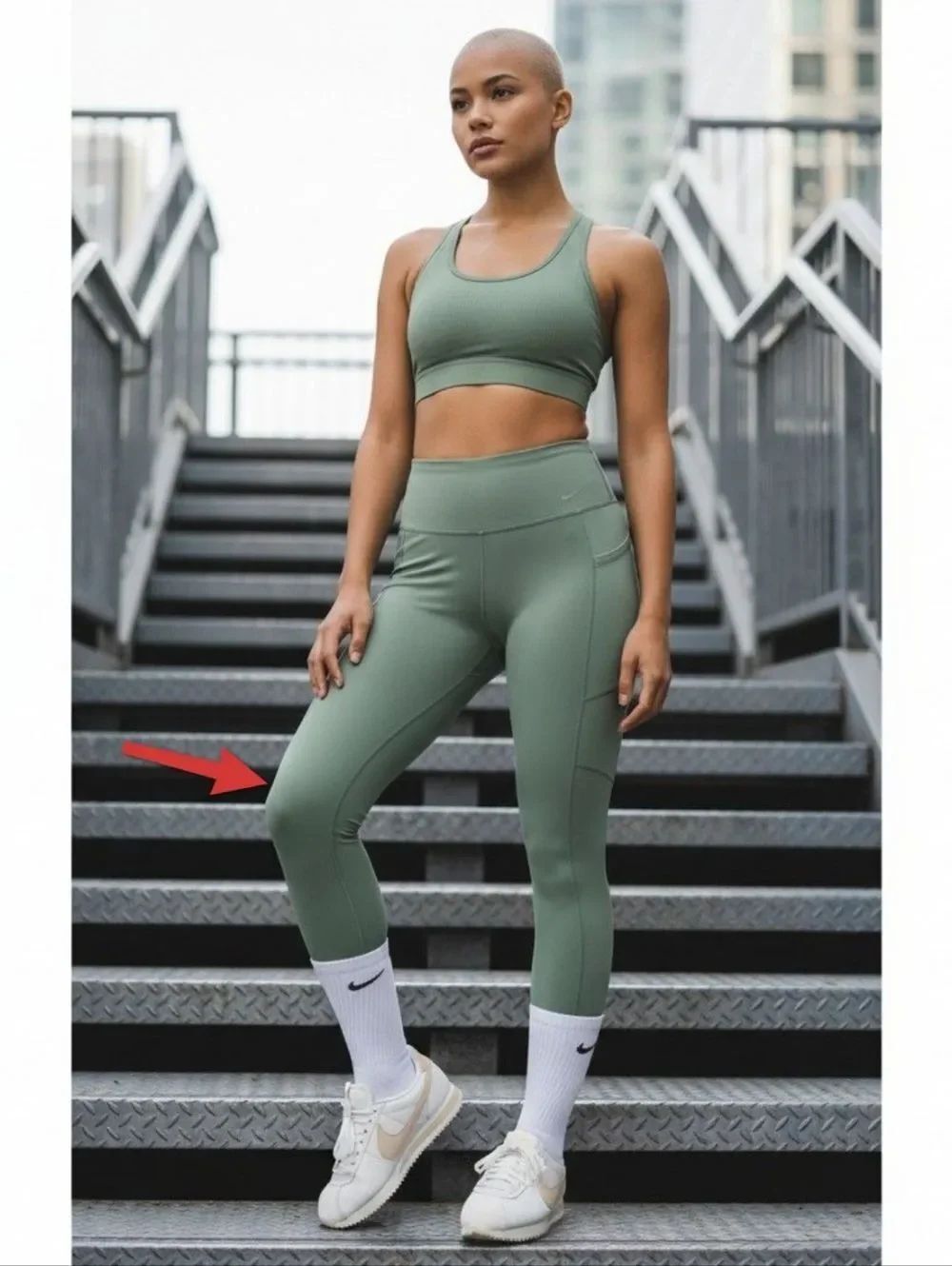 Nike Sage Green Pocketed High-Rise Leggings